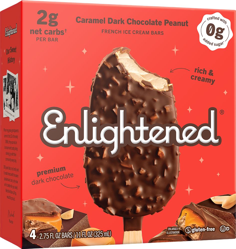 Keto Caramel Dark Chocolate Peanut Ice Cream Bars